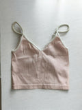 Love Poem Soft Pink Ribbed Spaghetti Strap Camisole Crop Top – Women’s Size M/L