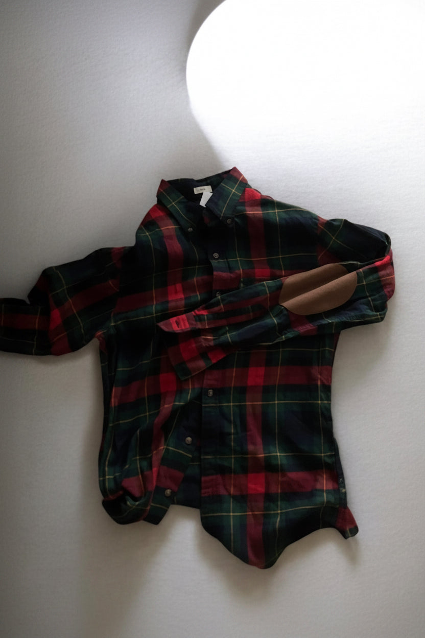 Vintage Jcrew Plaid Flannel Button Down Shirt Red Black Green Classic Fit