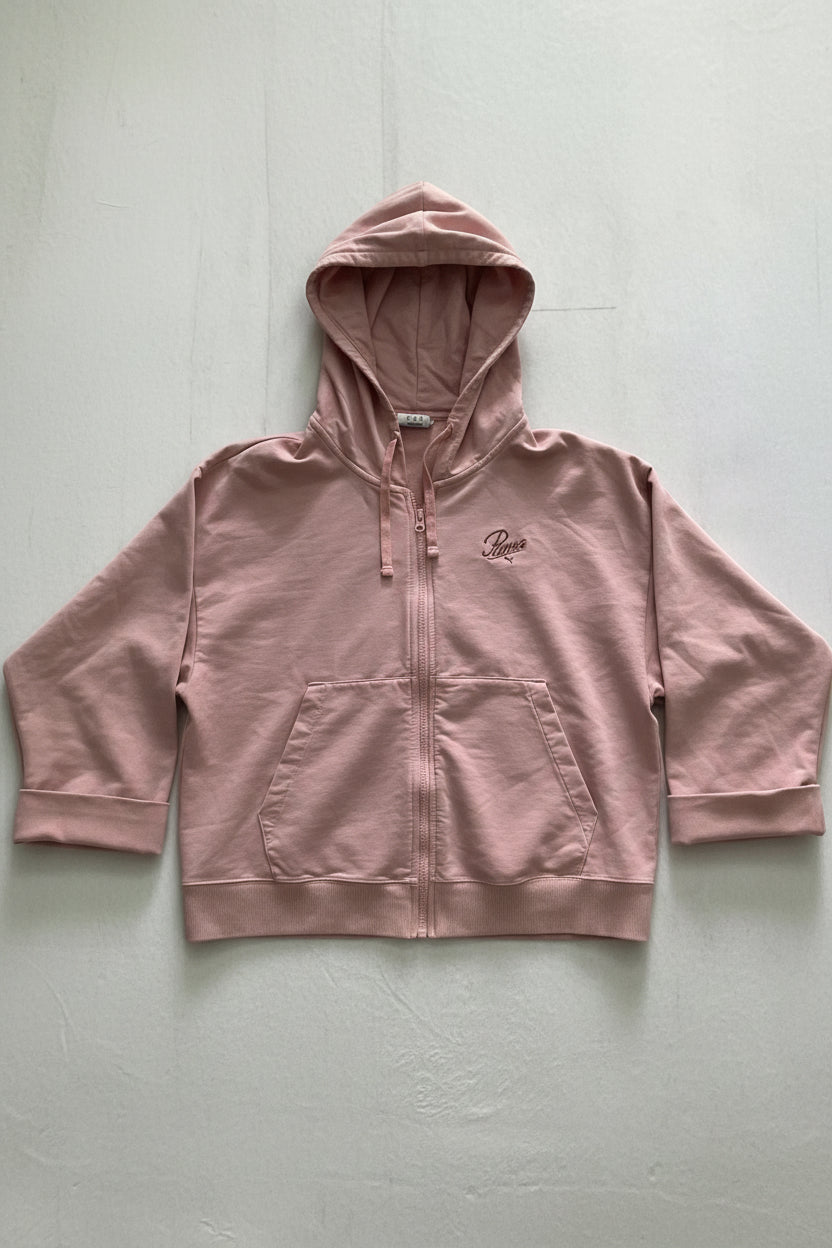 Authentic Puma Vintage Womens Full Zip Cropped Hoodie Dusty Pink